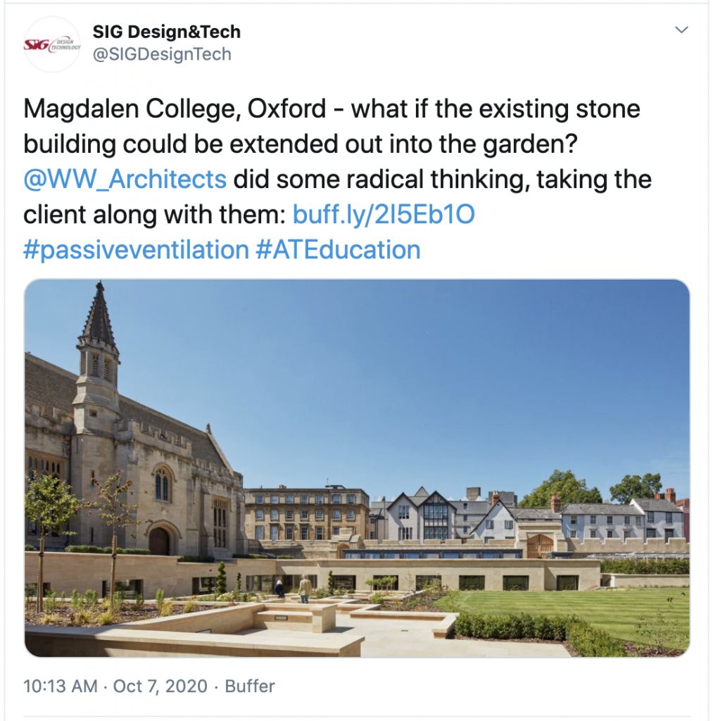 Tweet about Magdalen College Project -  Education Estate