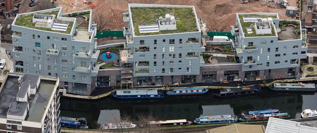 Hybrid Green/Blue Roof at Branch Place London