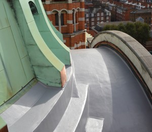 replacing a cathedral roof - mastic asphalt at Westminster Cathedral