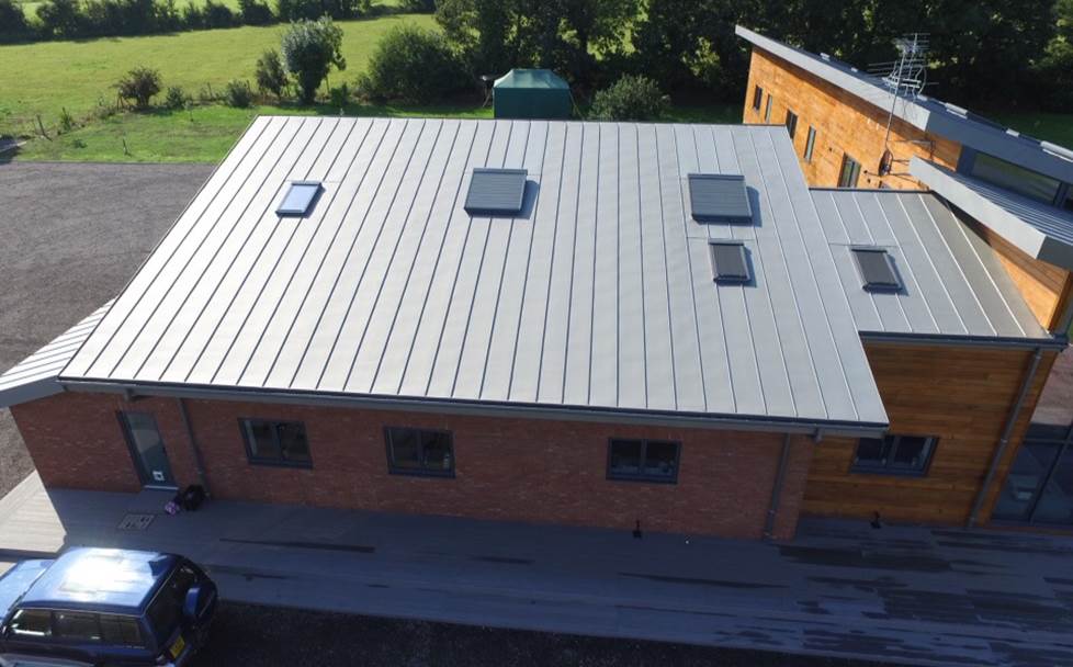 Zinc roof with rooflights