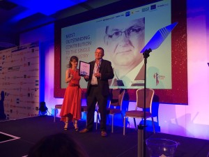 Steve surprised with his award. Image: Thornton Construction Consultants Ltd