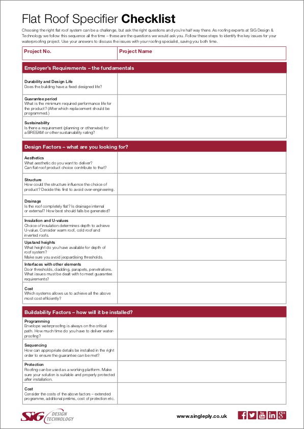 Flat Roof Checklist for Specifiers