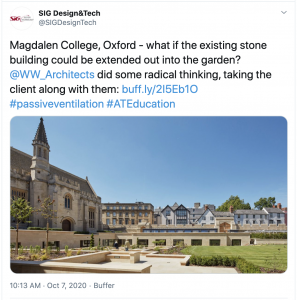 Tweet about Magdalen College Project - Education Estate