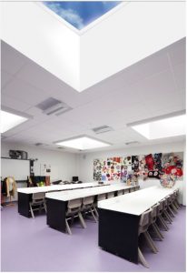 modular glass rooflights over a classroom 